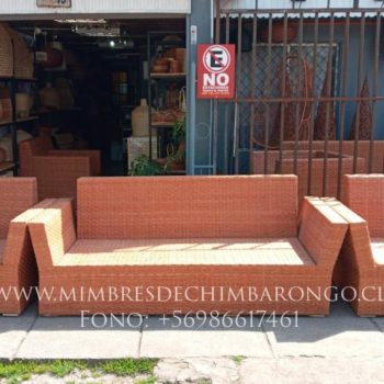 Living de mimbre D sofá de 3 cuerpos