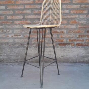 Silla de Bar Tejido Flecha Natural - Taburete Artesanal en Mimbre