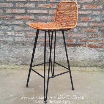 Silla de Bar con Tejido Horizontal - Taburete Artesanal en Mimbre