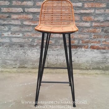Alternative view of Silla de Bar con Tejido Horizontal - Taburete Artesanal en Mimbre